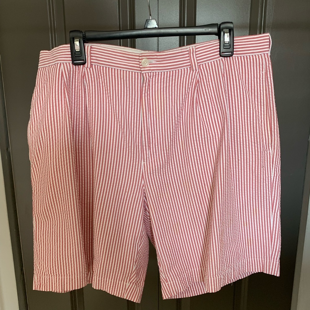 Brooks brothers red seersucker shorts 36